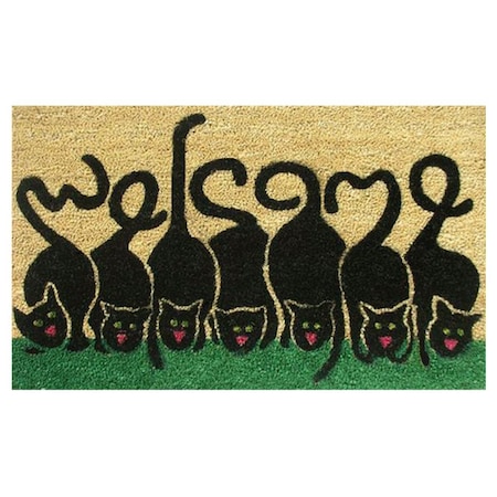 Configuracion 24 x 36 in. Cats Welcome Rectangular Doormat Natural & Black CO2207275